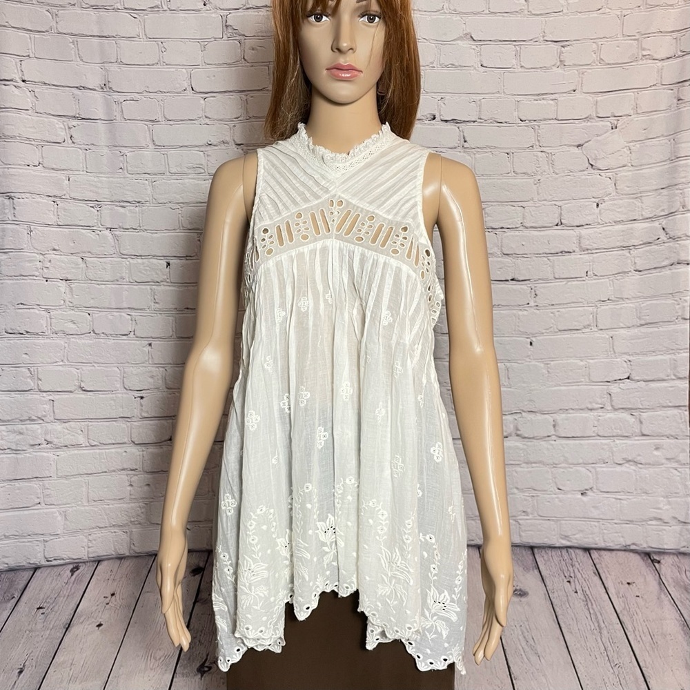 New Free People White Eloise Embroidered Tunic Size XS - Picture 3 of 16